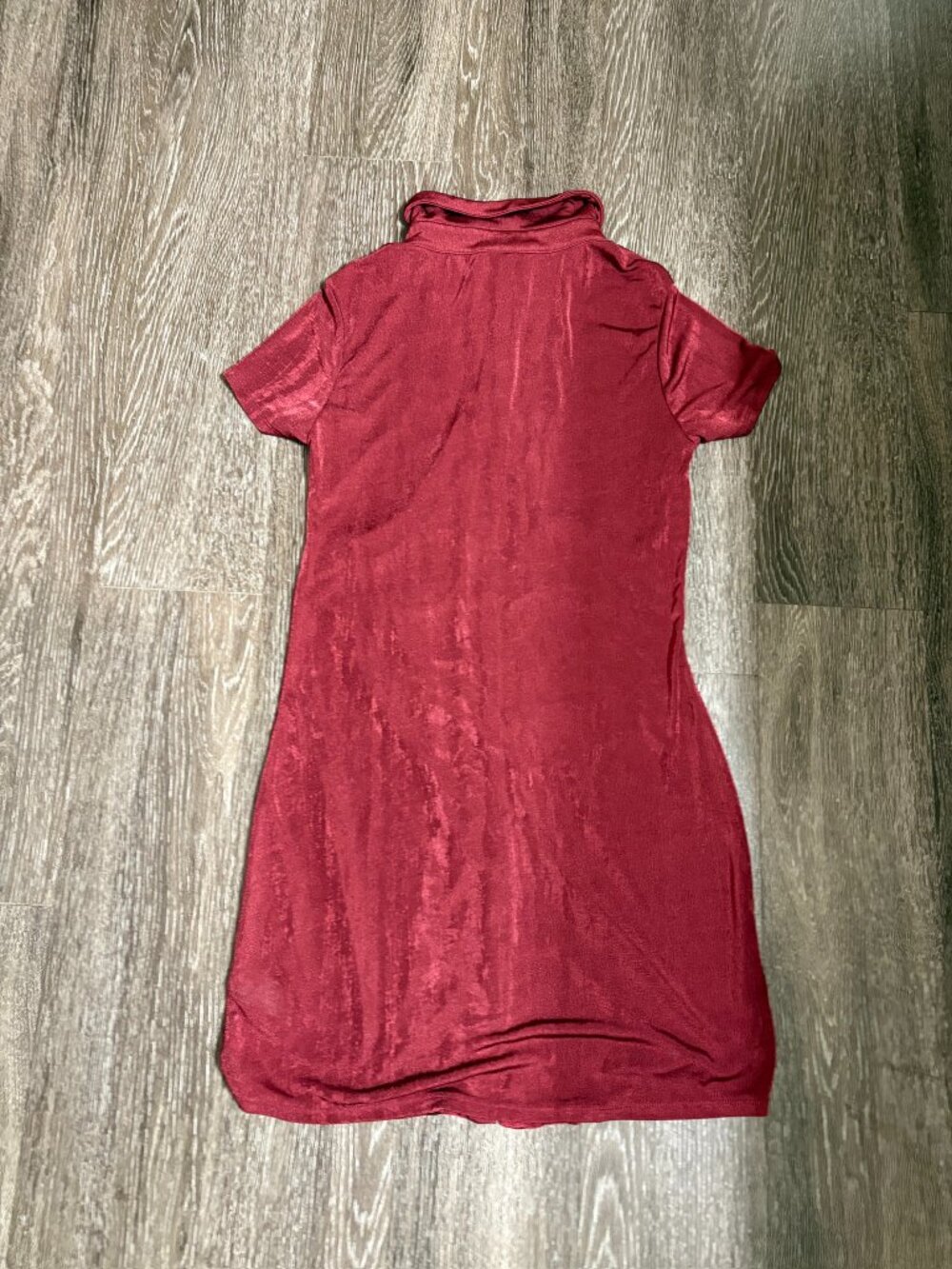 Wild Fable Berry Red Bodycon Dress Medium Ruched Button Front Stretch - Picture 7 of 7